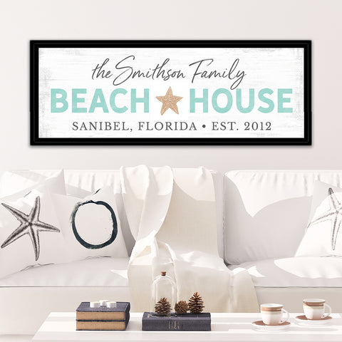 Beach House Family Name Customized Wall Art - Pretty Perfect Studio