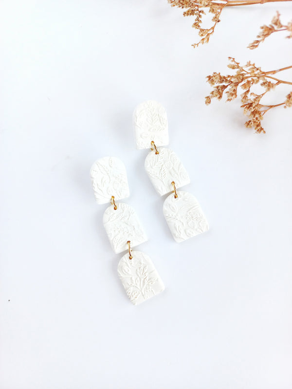 Bridal bloom - Doorstep drop earring with gold stainless steel post