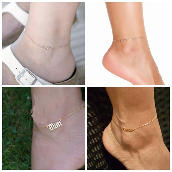 Custom Name Anklet- Gifts For Women- 18k Gold Plated Anklet