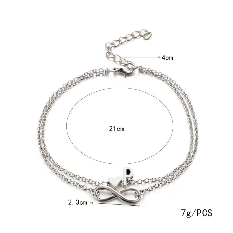 Anklet With Initial- Best Gifts For Women- Anklet With Heart Charm