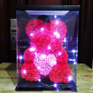 rose bear with lights