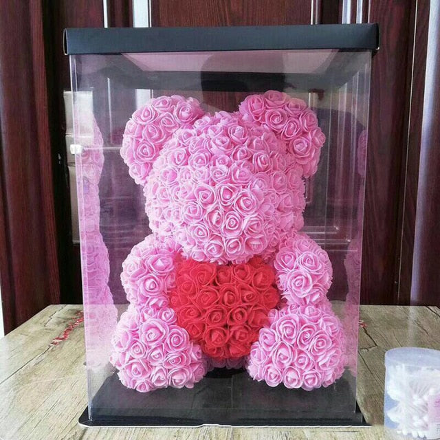 rose bear in a box
