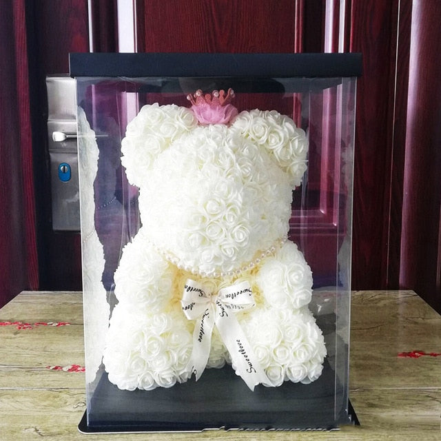 big teddy bear with roses