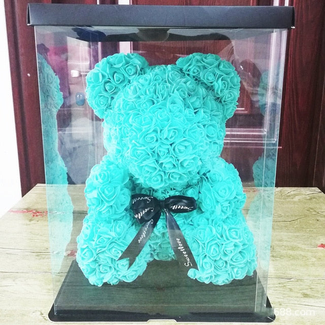 teal rose bear