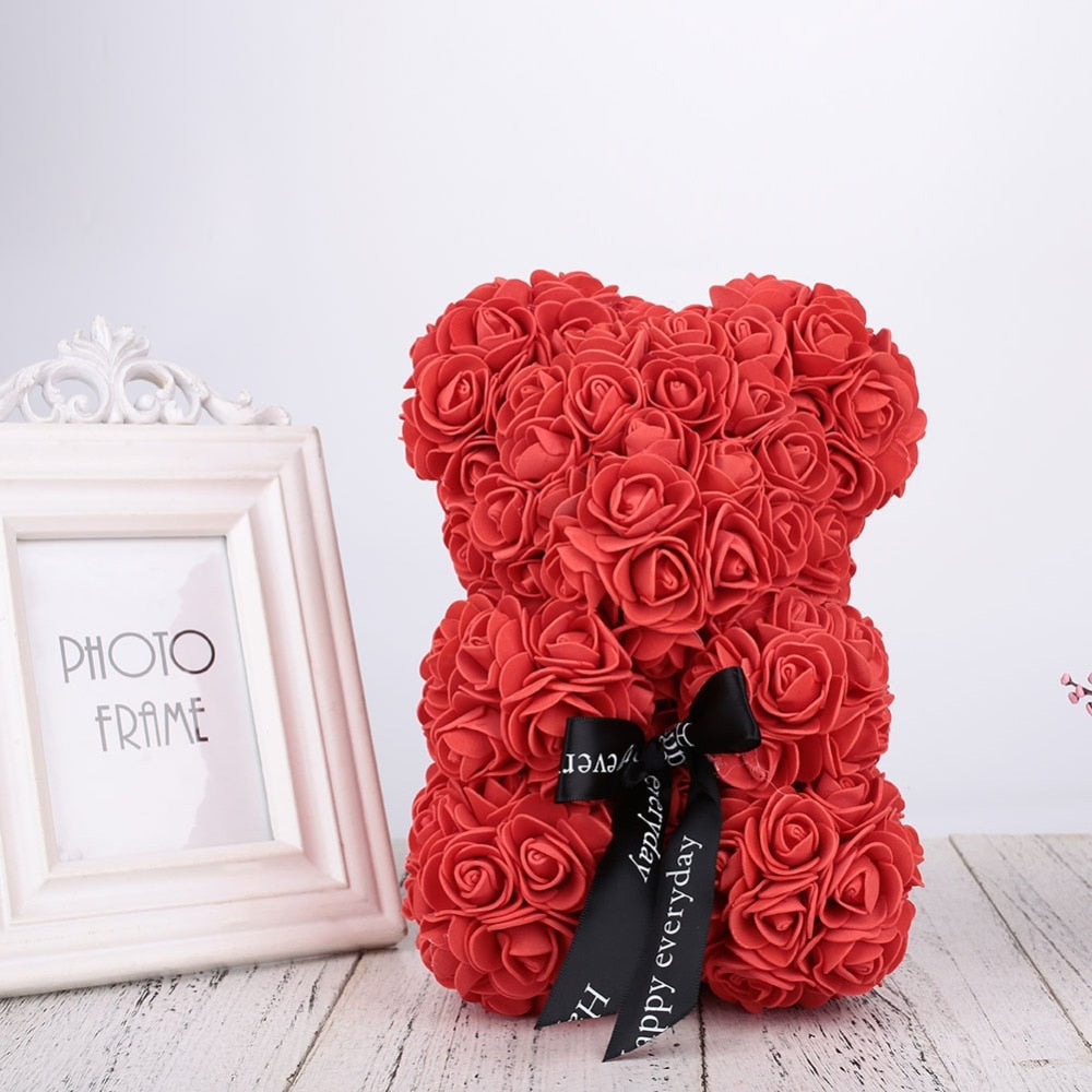 rose bear with real roses