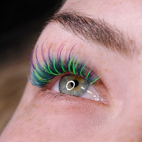 layered rainbow lashes