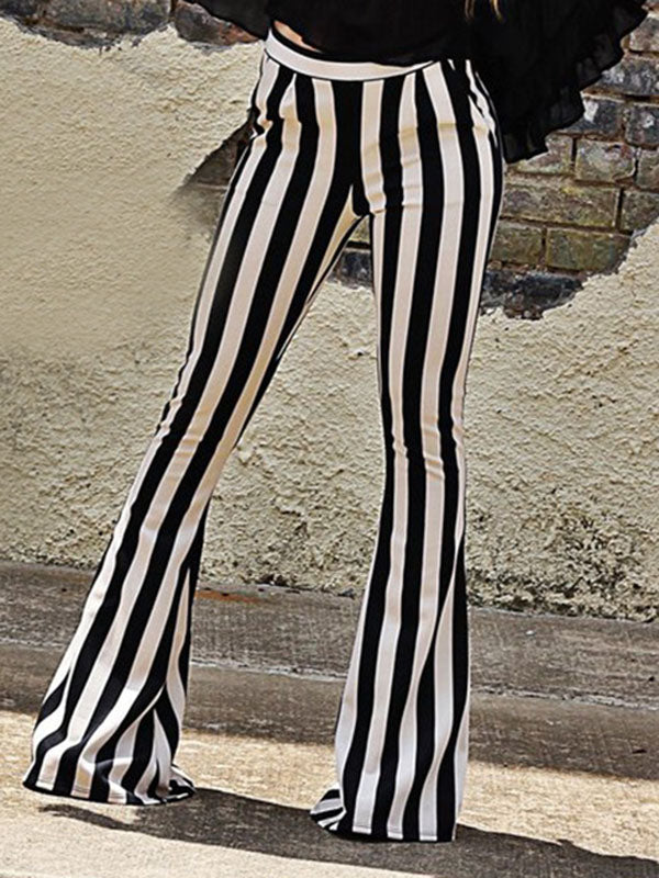 black and white striped bell bottom jeans