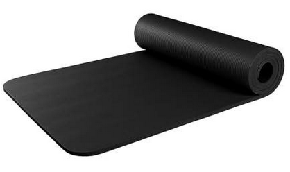 Black Exercise Mat With Carry Strap 72 X 24 Inches 10mm Nbr