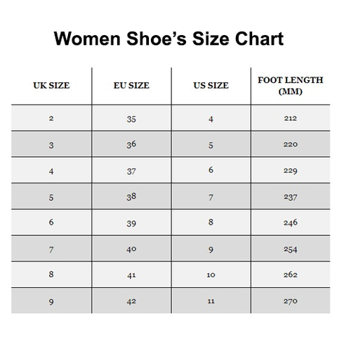 euro to indian size chart women's