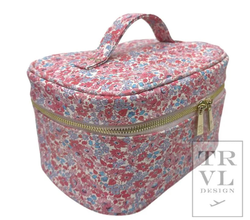 Luxe Train 2 Cosmetic Case in Marseille with Pink Pinstripes Liner by Trvl Design