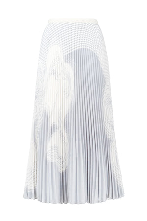 Diana Arabesque Pleated Skirt in Ice Grey - Poshabilities