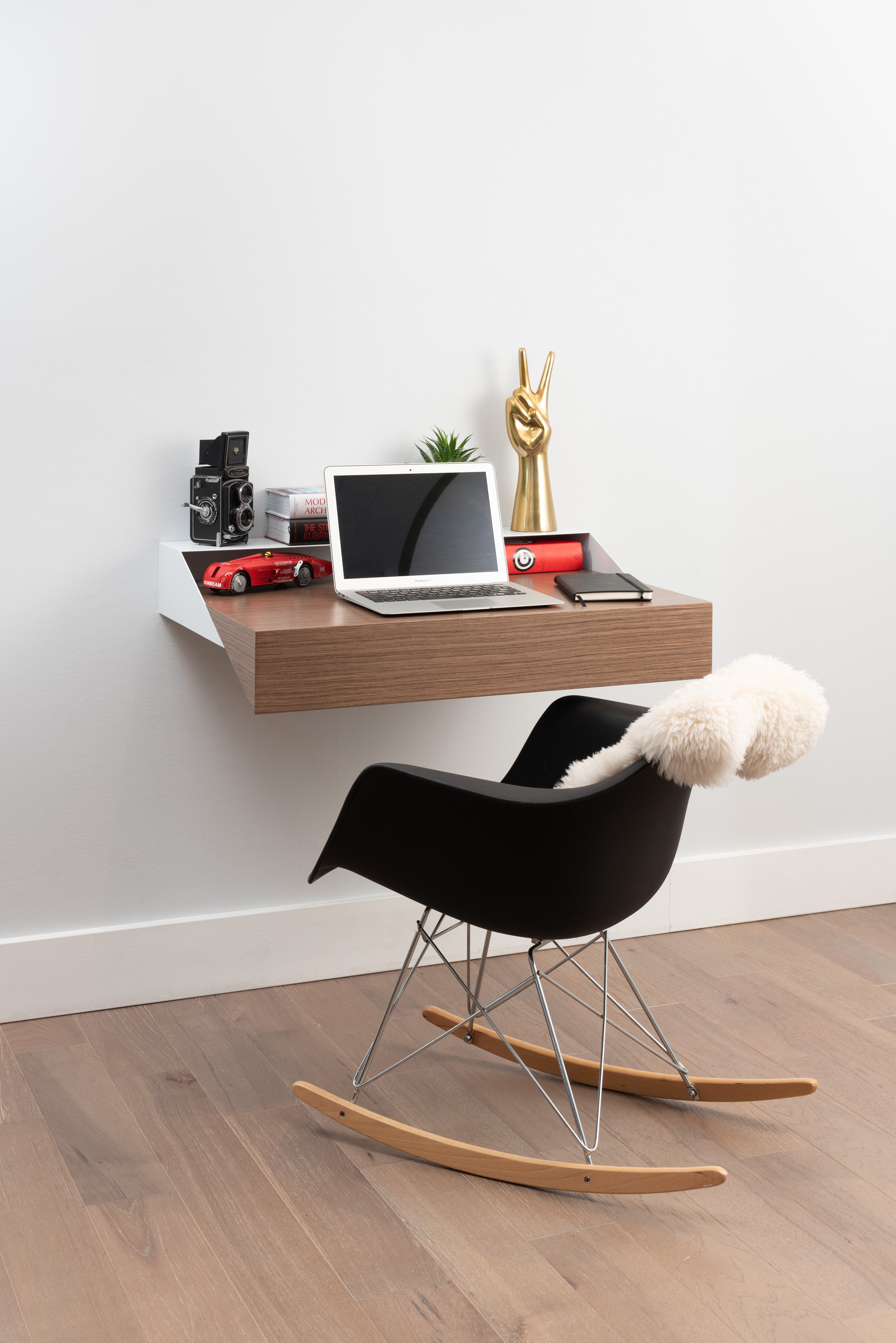 Hideaway Wall Shelf And Desk Walnut Expandable Ideal For