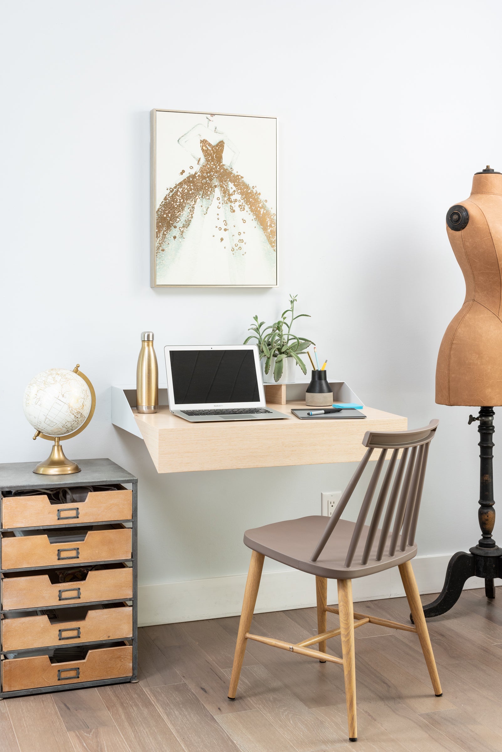 1 Hideaway Wall Shelf And Desk Rift Oak Expandable Ideal