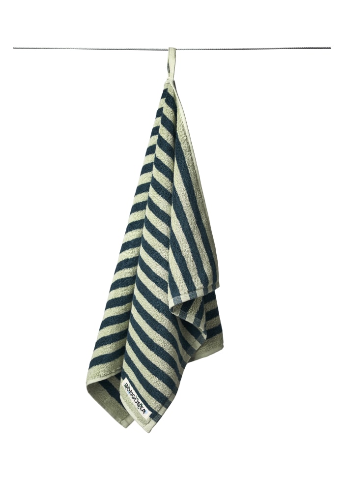 Green & deep teal striped hand towel – Mint House Home