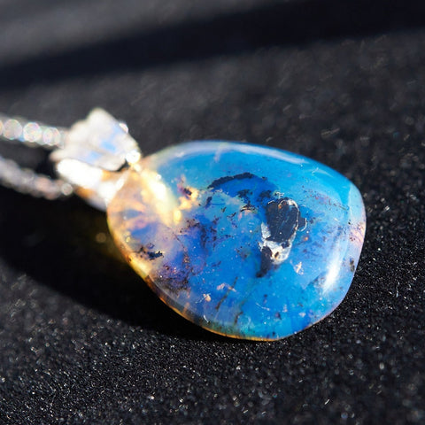 Blue amber necklace