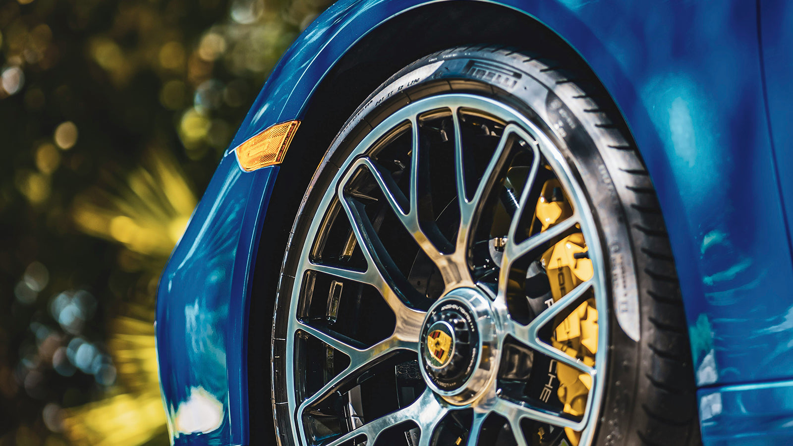 pirelli high performance tire on a porsche