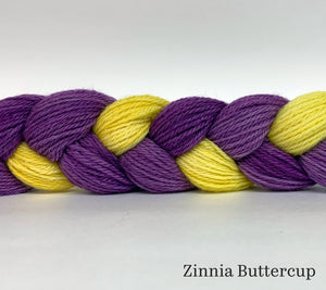 Image of 2 braided skeins of yarn for Zinnia Buttercup Kit