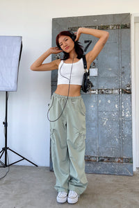 Style File Olive Parachute Pants