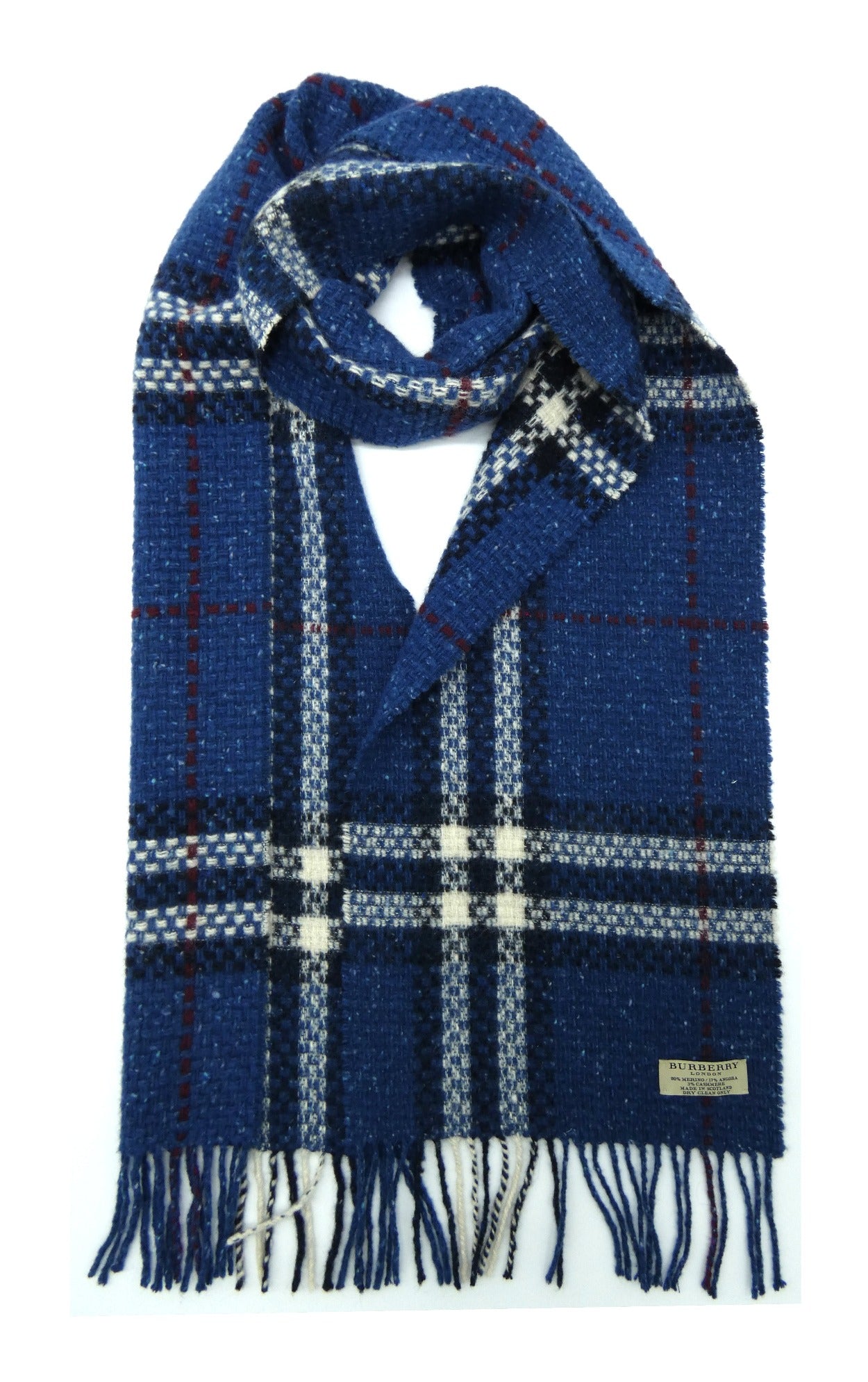 Burberry Merino Wool and Angora Giant Nova Check Blue Scarf – Occhi Azzurri