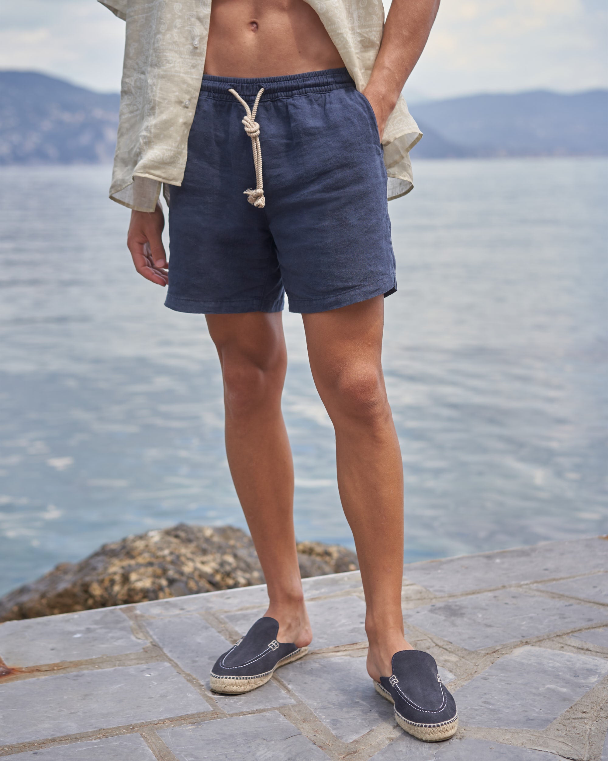 Manebi | washed-linen-malibu-shorts-embroidered-logo-off-white