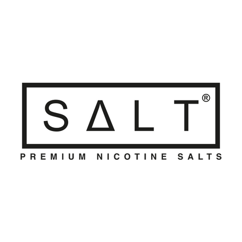 SALT Brand Logo displayed on a transparent background featuring the SALT Brand logo and the description of Premium Nicotine Salts