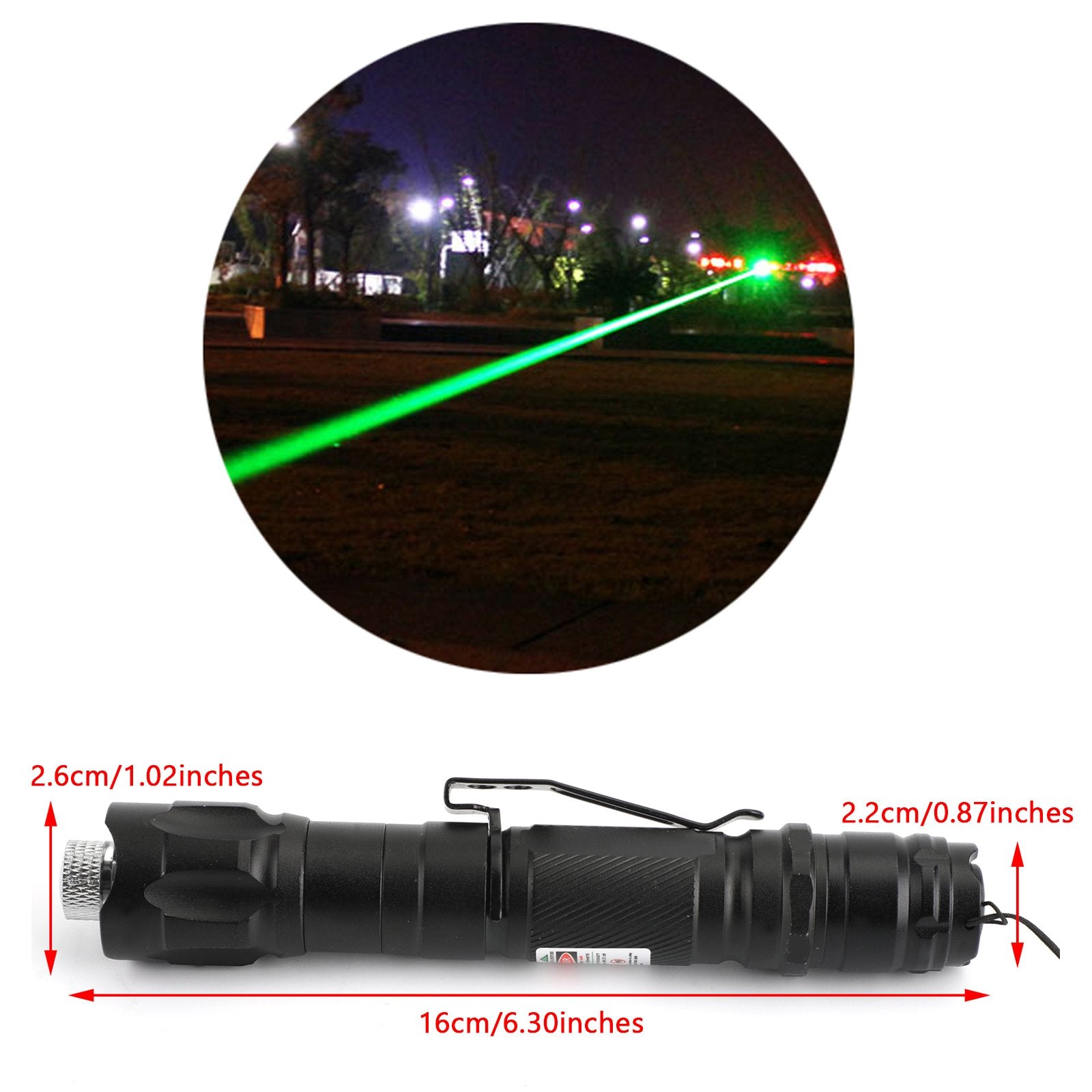 Military 532nm Green Laser Pointer Pen Visible Beam + Battery +Star Cap