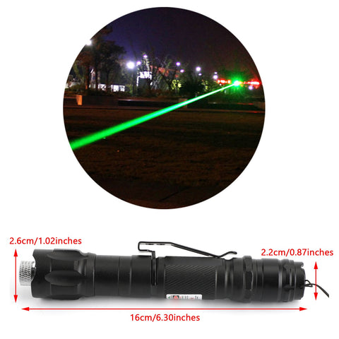 Lápiz puntero láser verde militar de 532 nm haz visible + batería + tapa de estrella + 18650 + cargador