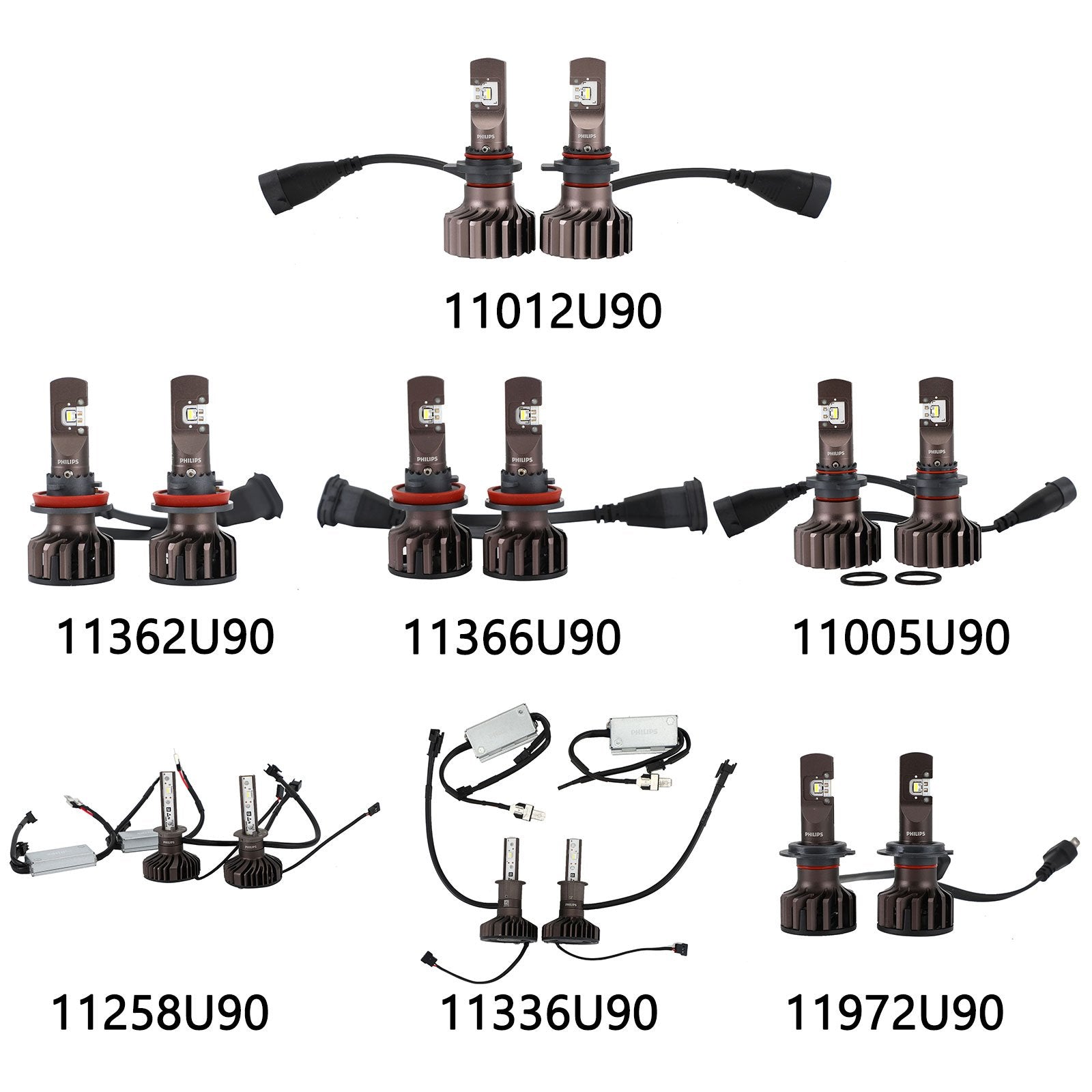 لمصابيح فيليبس H1/H3/H7/H11/HB3/4/HIR2 Pro9000 LED +250% 5800K عام