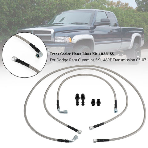 2003-2007 Dodge Ram Cummins 5.9L 48RE Transmission  Trans Cooler Hoses Lines Kit 10AN SS