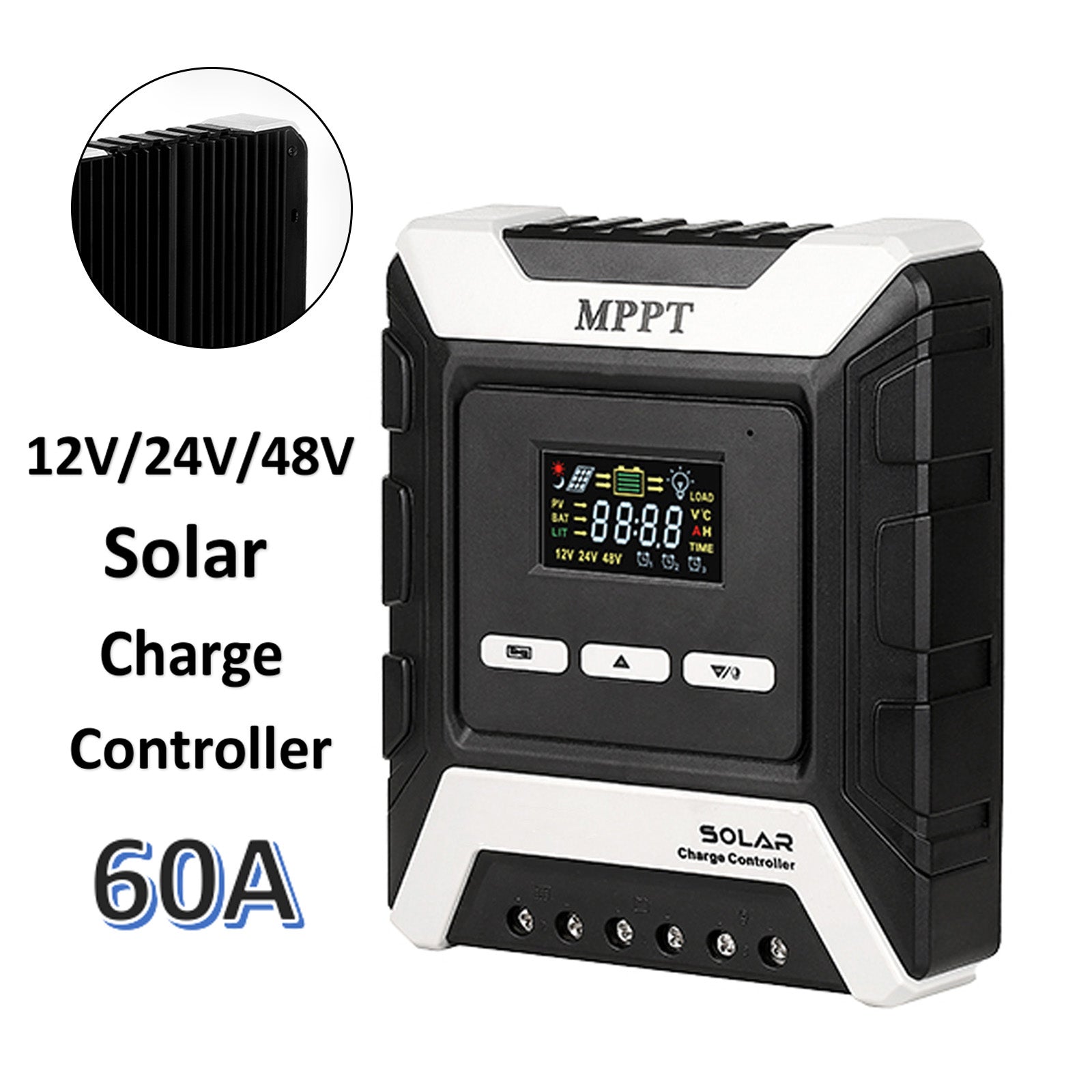 Carregador controlador de carga solar 60A MPPT AUTO 12V/24V/48V com display LCD colorido