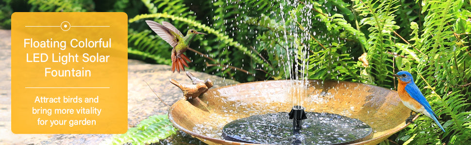 Solar Powered Fountain Water Pump Night Floating Garden Bird Bath Kit