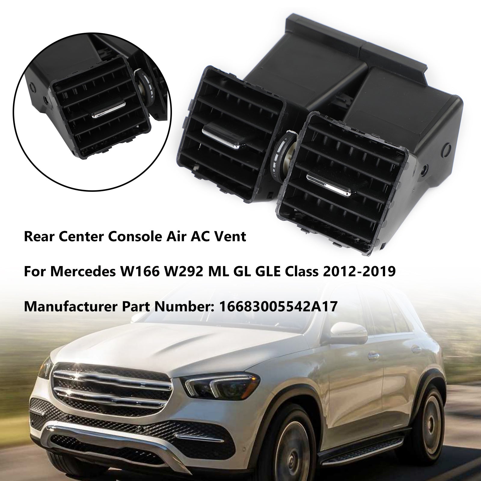 Rear Center Console Air AC Vent Outlet For Mercedes Benz W166 W292 GLE 2012-2019 Generic
