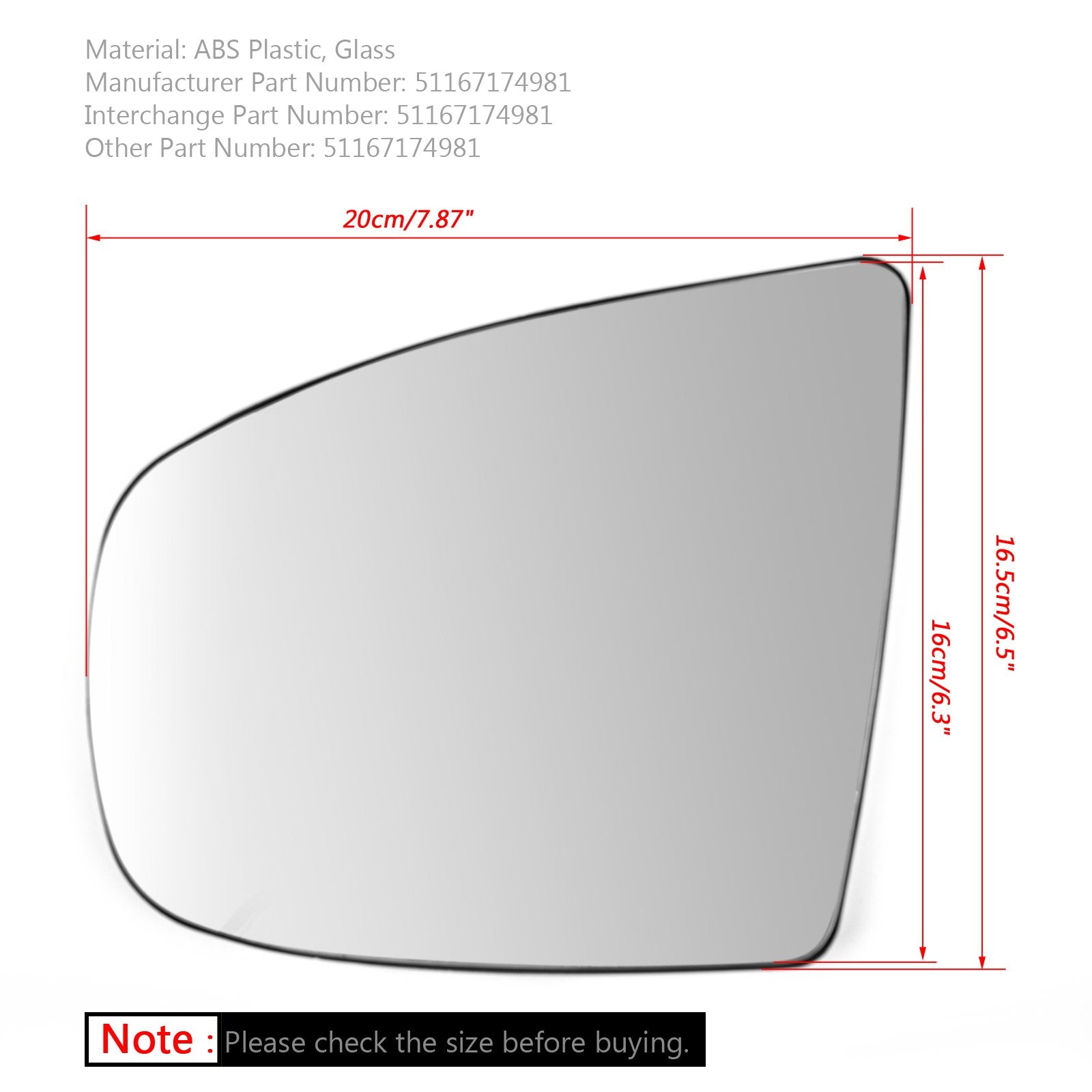 Left Heated Wing Side Mirror White Glass For BMW X5 X6 E70 E71 E72 2008-2014 Generic