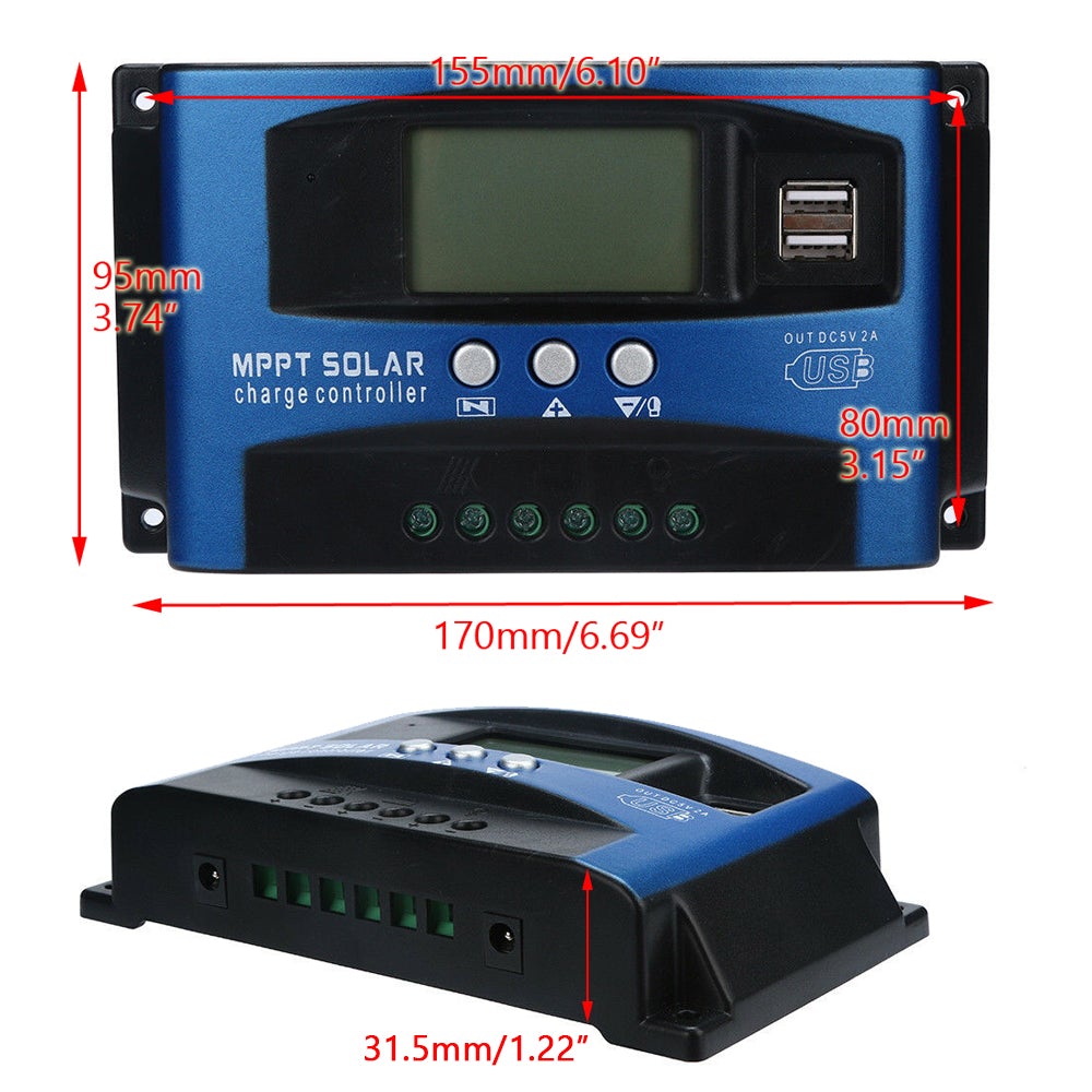 30/40/50/60/100A MPPT Pannello Solare Regolatore Regolatore di Carica 12V/24V Auto Focus Tracking