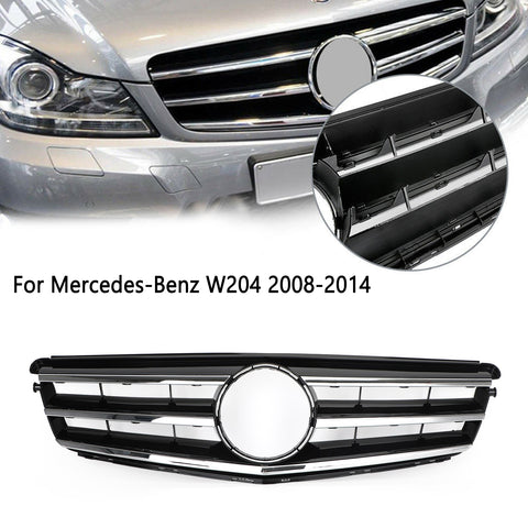 Parrilla delantera cromada LED negra para Benz Clase C W204 C300 C350 2008-2014 Genérico