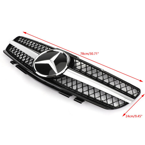 R230 SL500 SL600 2003-2006 Mercedes Grill Replacement Grille black 1 Fin Star AMG Generic