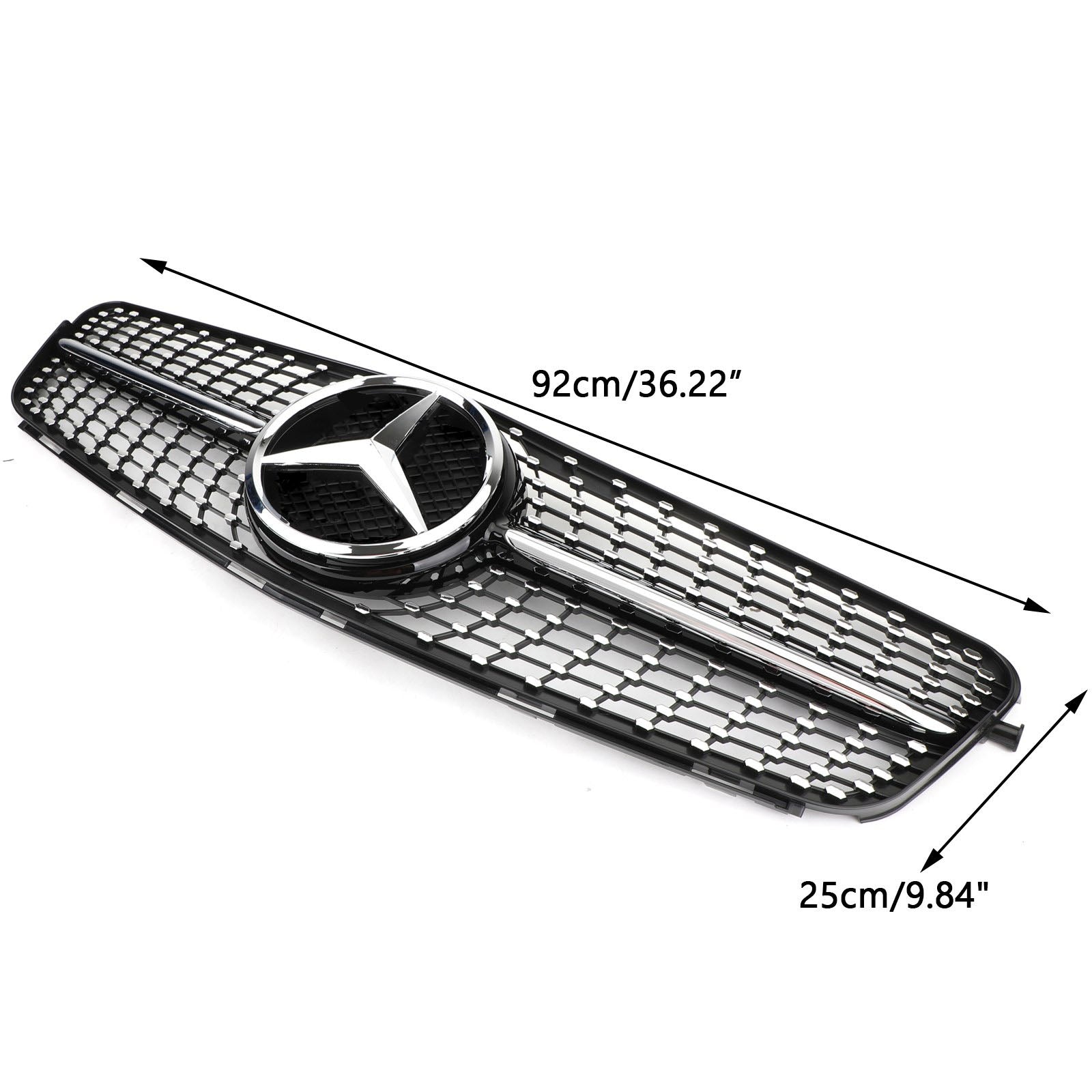 W204 C200 C300 08-14 Mercedes-Benz Diamond Black Chrome Front Grill Replacement Grille Generic