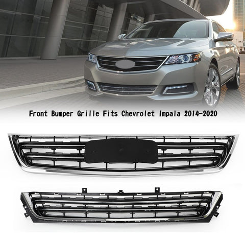 Front Bumper Grille Grill Fit Chevrolet Impala 2014-2020 Chrome Black 23455348 Generic
