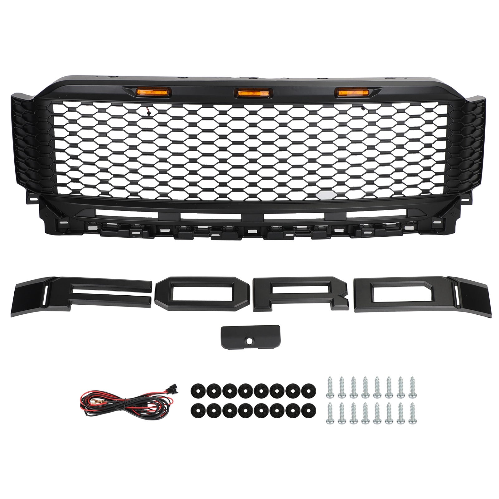 Ford F150 2021-2022 Raptor Replacement ABS Front Bumper Grille Grill W/ LED Generic