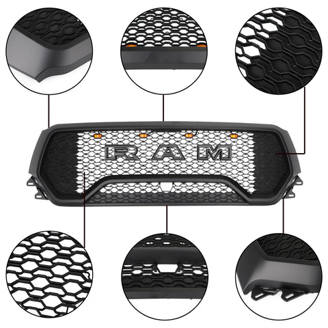 2019-2022 Dodge Ram 1500 TRX Style LED Honeycomb Front Upper Hood Grille