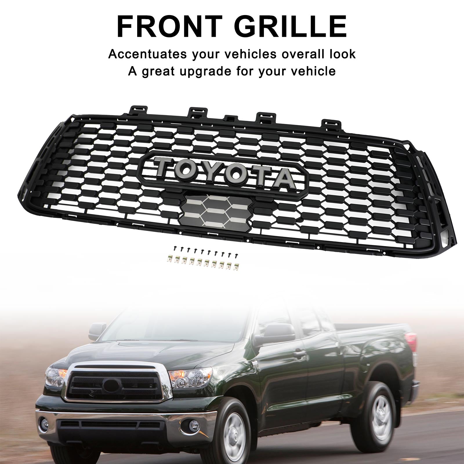 Toyota Tundra 2010-2013 TRD PRO Honeycomb Front Bumper Grill Grille Black