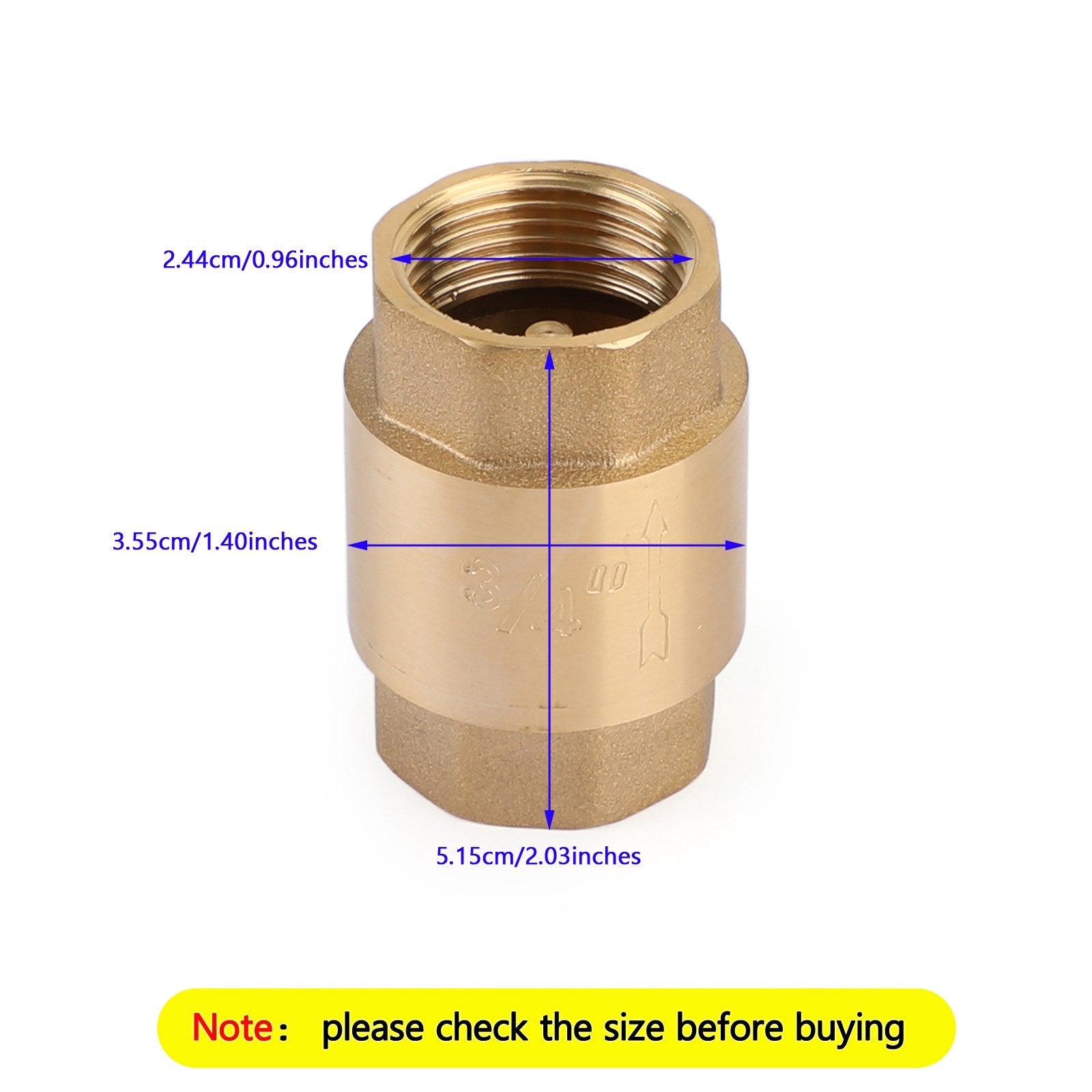 Válvula de retención en línea DN15/DN20 NPT Latón Resorte cargado en línea 200PSI