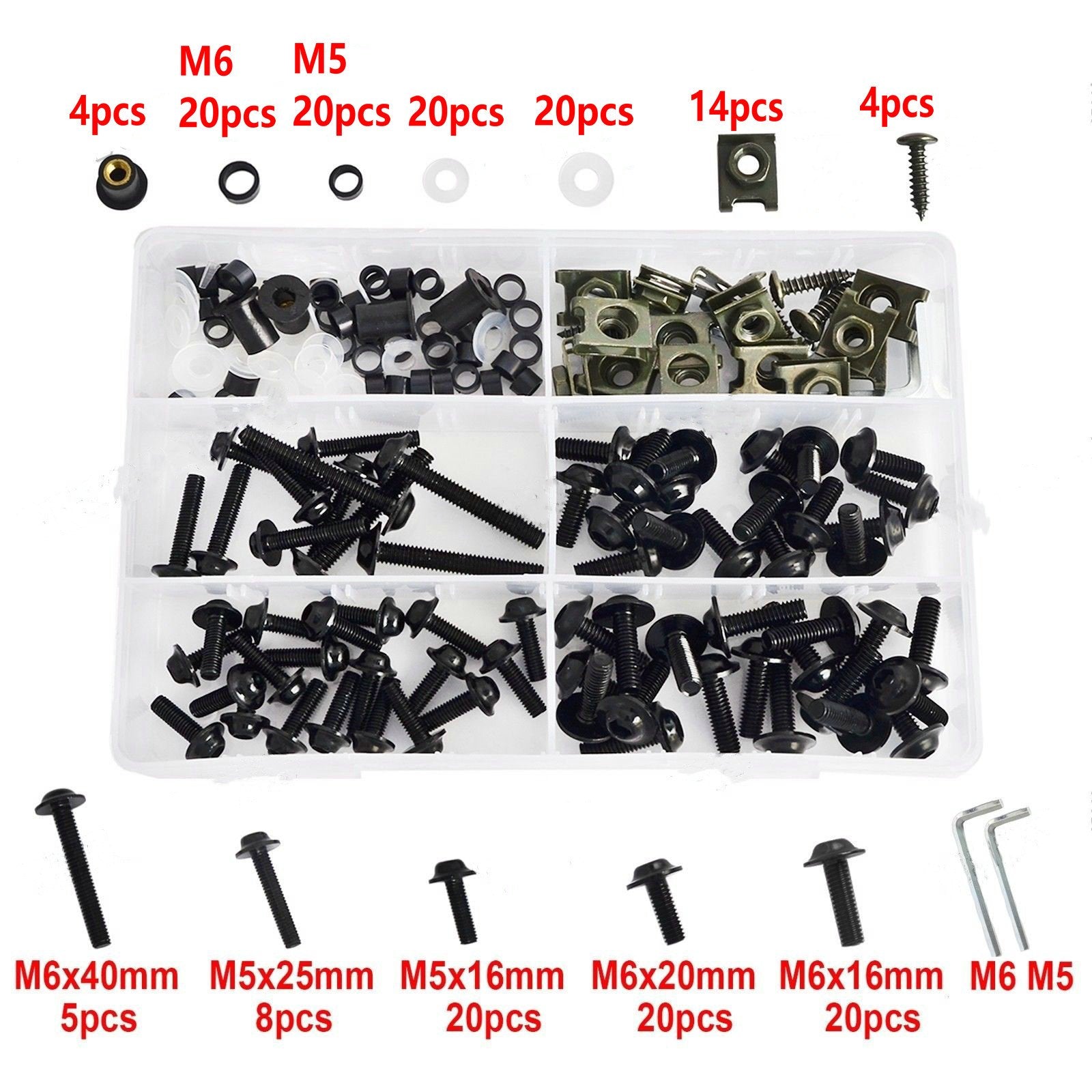 177PCS Motorcycle Sportbike Windscreen Fairing Bolts Kit Fastener Clips Screws Generic