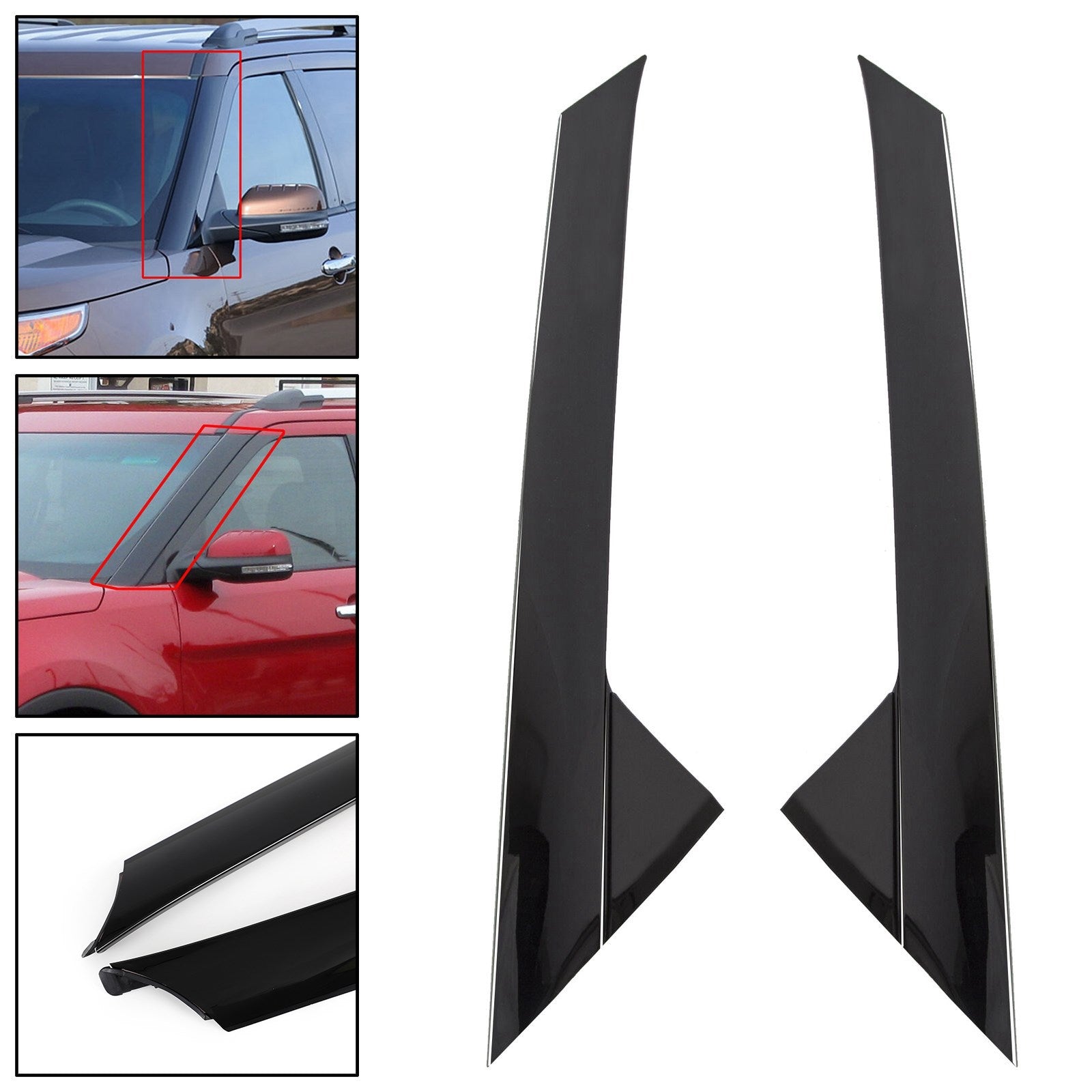 Left+Right Pair Side Windshield Outer Trim Molding For Ford Explorer 2011-2019 Generic
