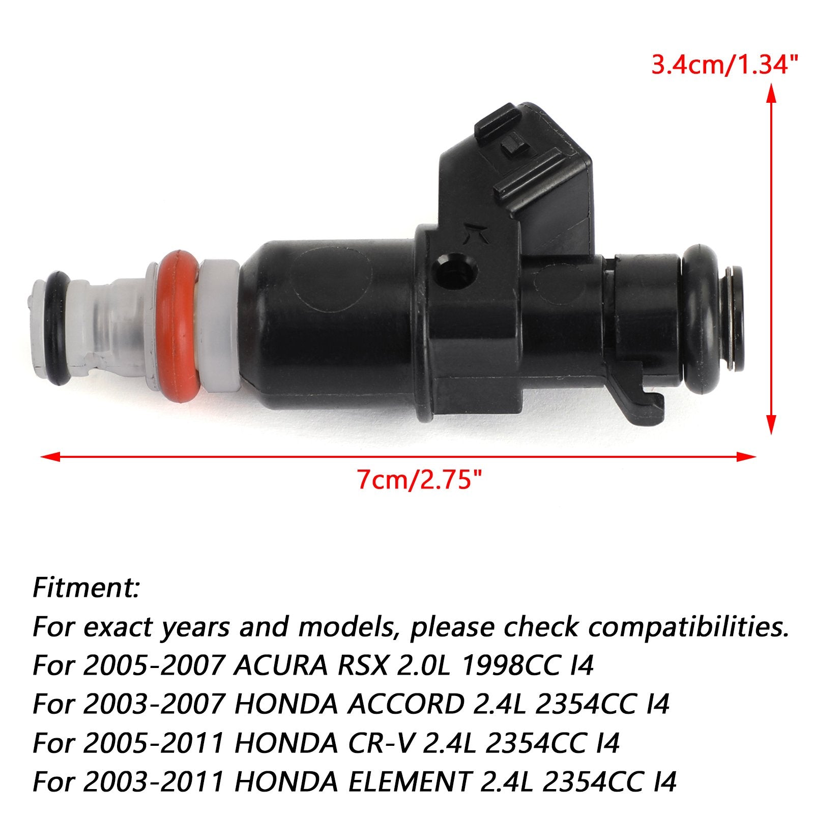 4 inyectores de combustible para Honda Accord 2003-2007 2.4L 16450RAA01 16450-RAA-A01 genérico