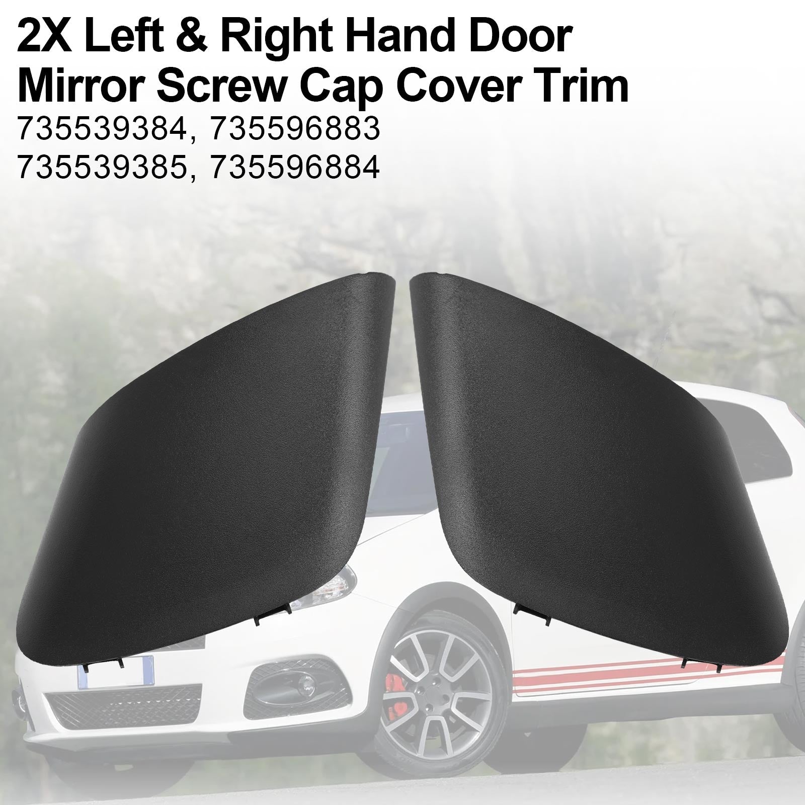 2X Left & Right Hand Door Mirror Screw Cap Cover Trim For Fiat Grande Punto Generic