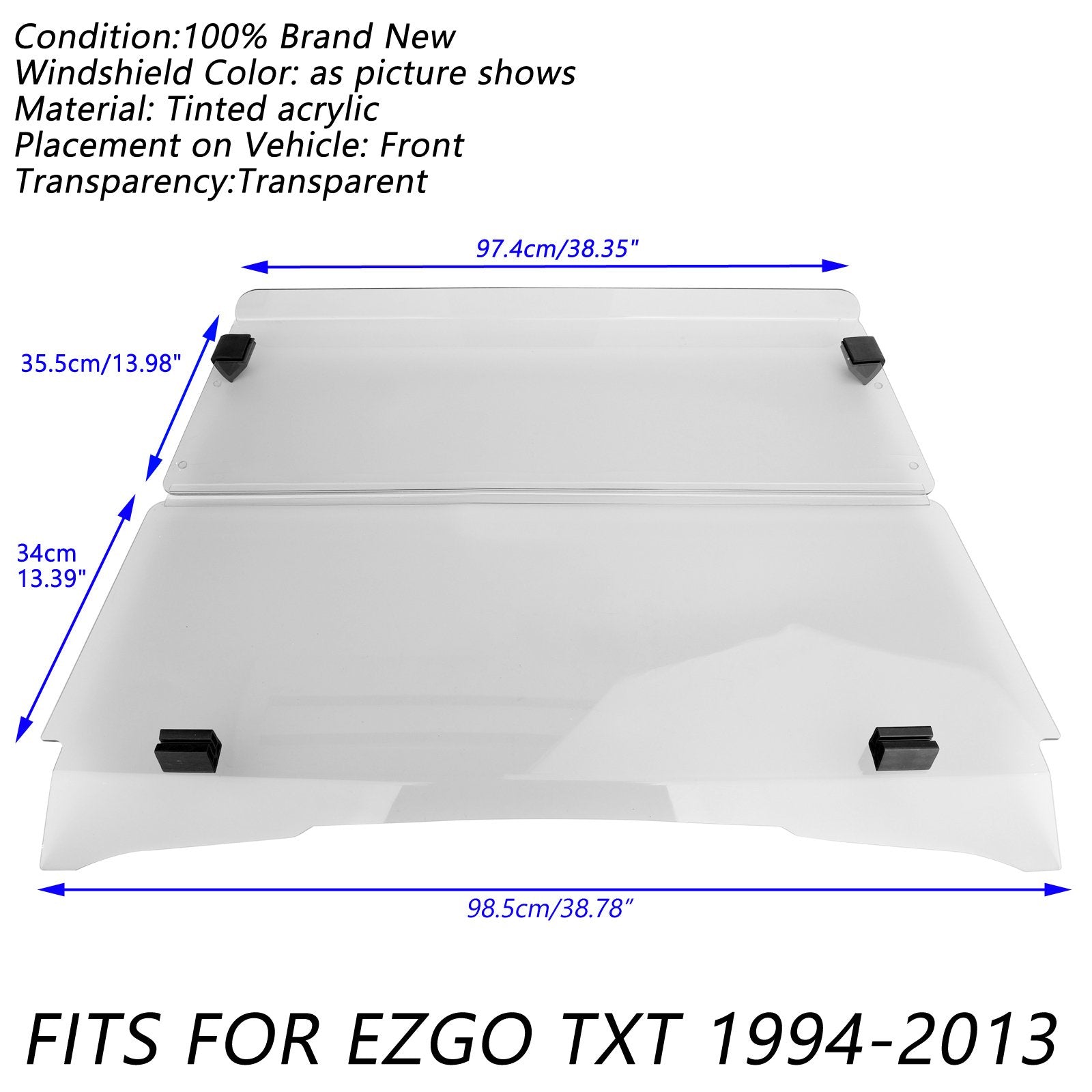 Folding Golf Cart Acrylic Windshield Windscreen For 1994-2013 EZGO TXT Generic