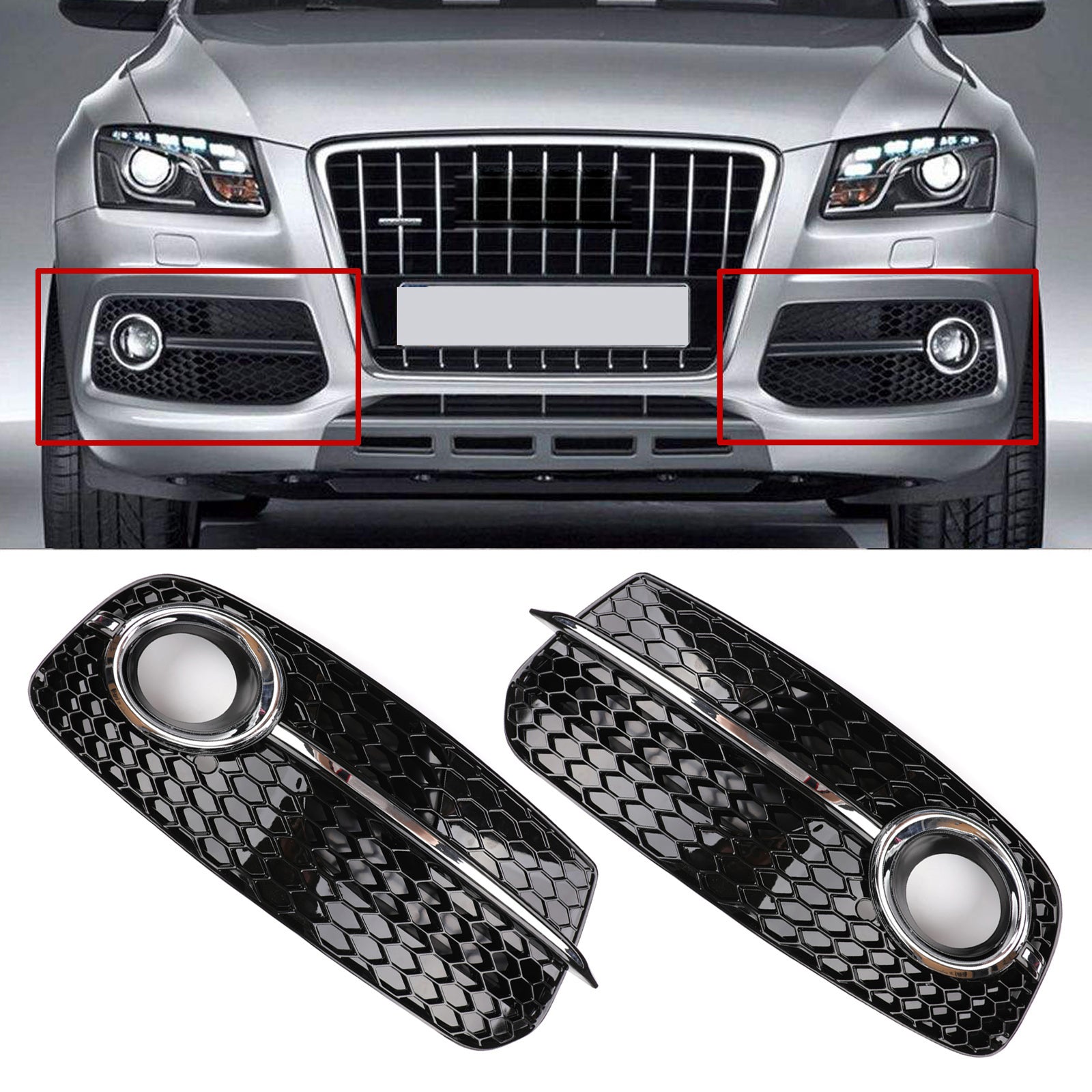 1PC L/R Front Bumper Fog Light Grille For AUDI Q5 13-2016 Don't Fit SQ5 & SLINE Generic