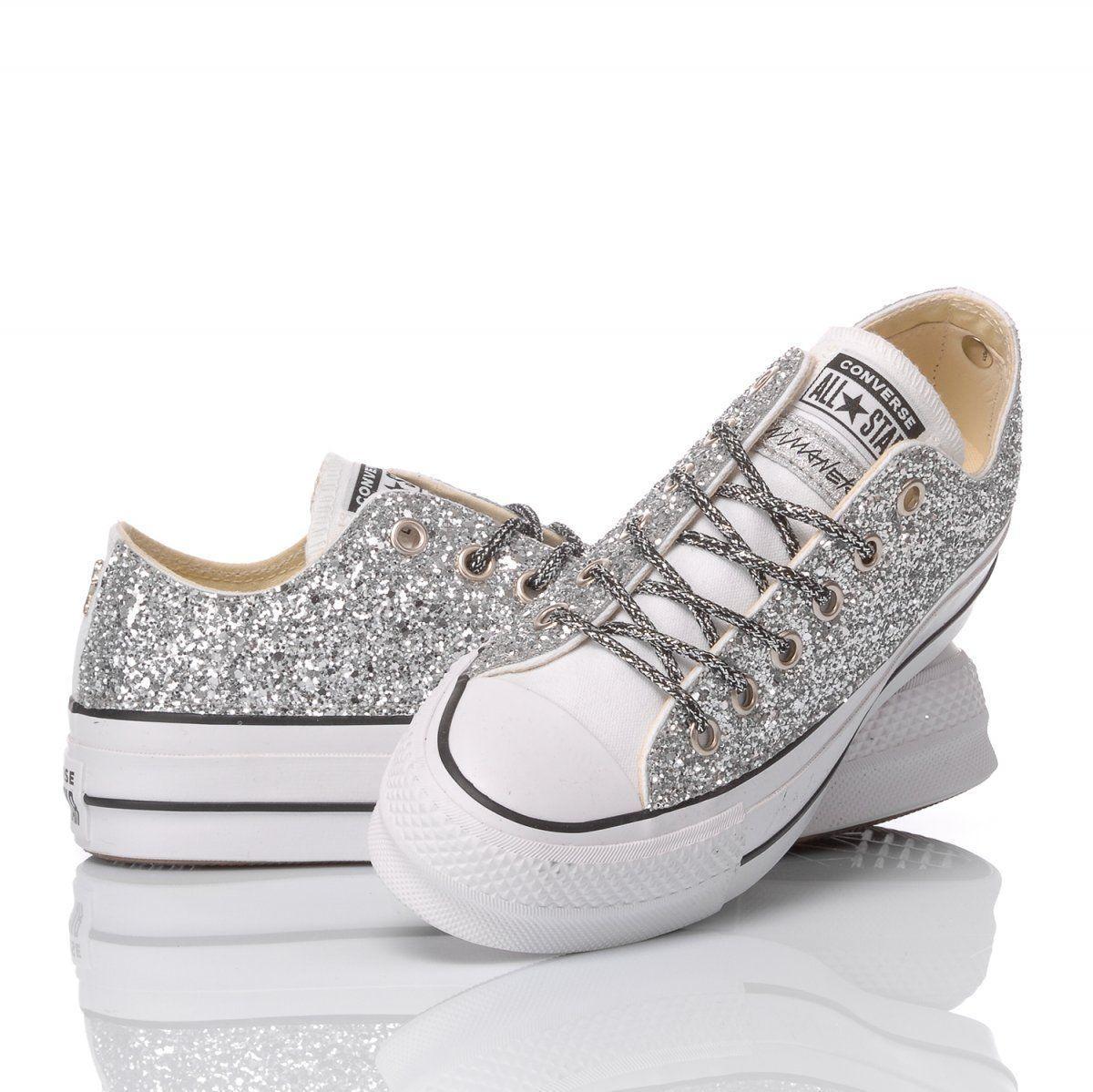 converse silver sneakers