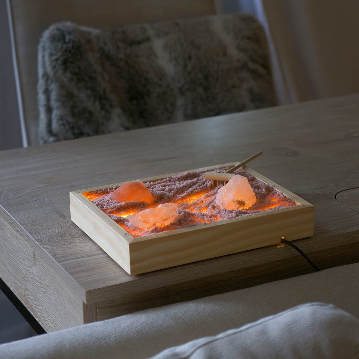 led himalayan salt zen garden